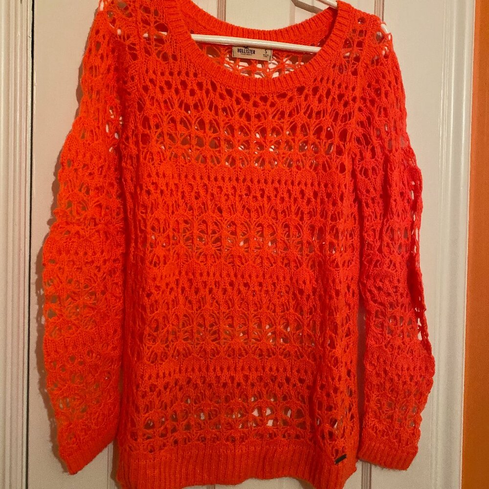 Hollister Orange Crochet Knit Top